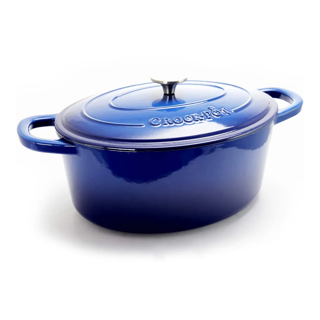 56bba72b-7963-43ea-83d6-e40527825569.jpg Crockpot - Crock Pot Artisan 7 Quart Enameled Cast Iron Oval Dutch Oven - Sapphire Blue
