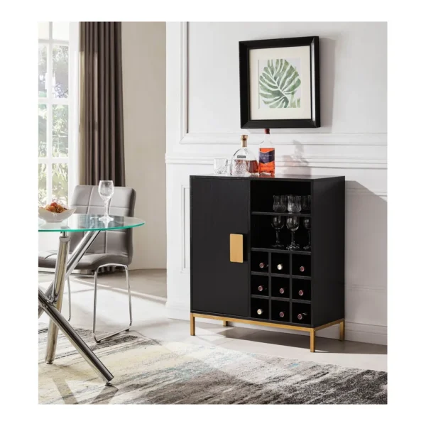 56d86584-b92a-4b5f-9249-6a2efbe96b99.jpg Kings Brand Furniture - Grant Buffet Bar Liquor Cabinet with Wine Rack Storage and Glass Holder - Black