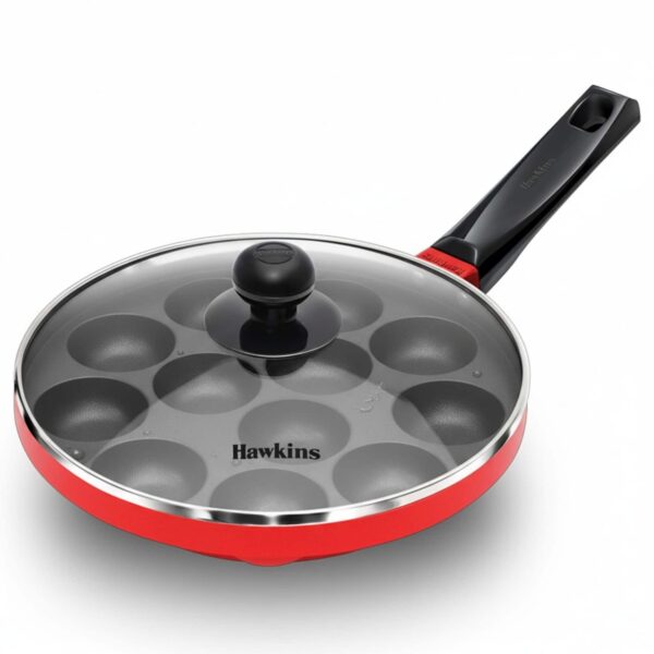 577688af-fe34-481a-bafa-9573bdf4319a.jpg Hawkins - NAPE22G Appe Pan with Glass Lid 12 Cups - Red