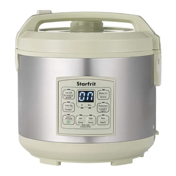 578708fe-16ad-4623-83f4-1f785670f76b.jpg Starfrit 024737-001-0000 14-Cup Low-Carb Electric Rice Cooker with 7 Presets – Green/Gray