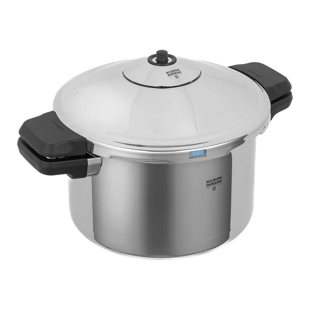 57d07fec-adb1-49e2-ab9c-783ecc37a190.jpg Kuhn Rikon 30940 Duromatic INOX Dual handle Stovetop Pressure Cooker, 5.3-Quart – Silver