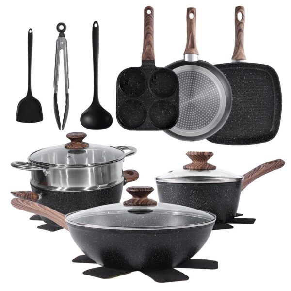 5838bbab-48f2-47c3-87d2-37b23533380c.jpg Anysun - 17-piece non-stick cookware set, cooking set - Black