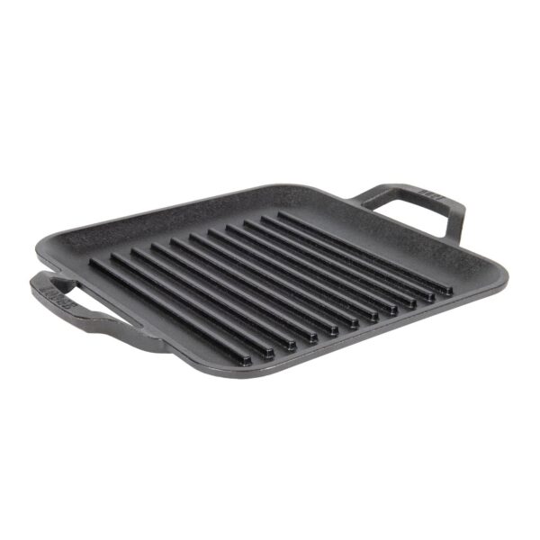 59a94f78-c123-432f-b72e-6325664527ab.jpg Lodge - 11" Cast Iron Square Grill Pan - Chef Collection - Pre-Seasoned - Versatile - Indoor & Outdoor - Heat Retention - Black