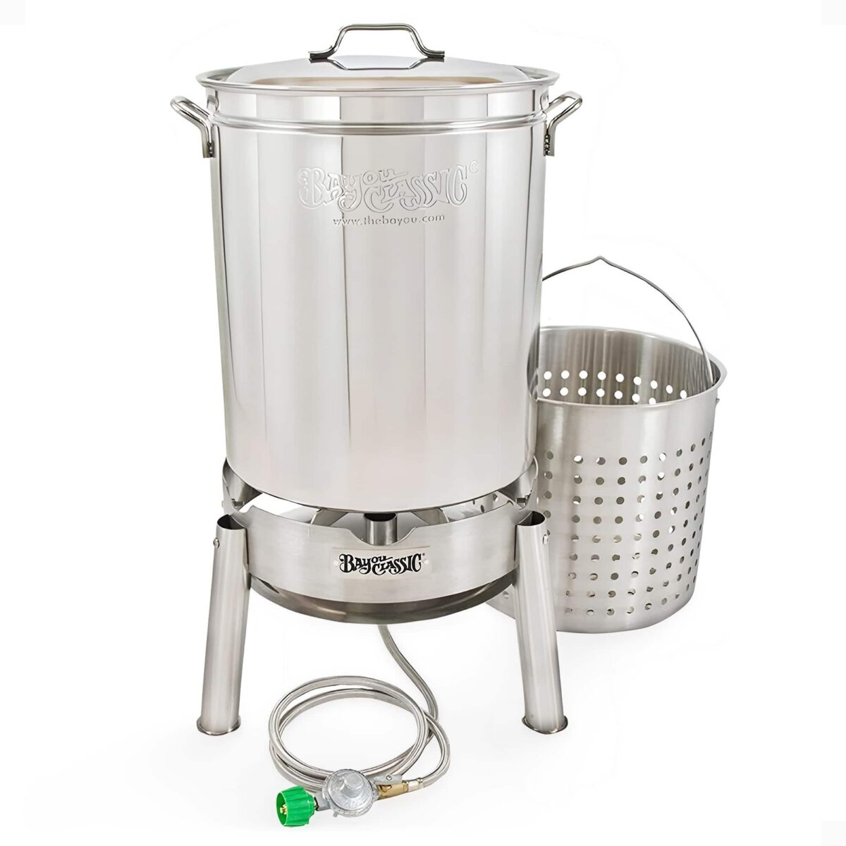 5b00f97b-cd66-437c-b849-4b315e005e26.jpg Bayou Classic - KDS-160 60 Quart Stainless Boil Steamer Cooker and Basket Kit - Silver