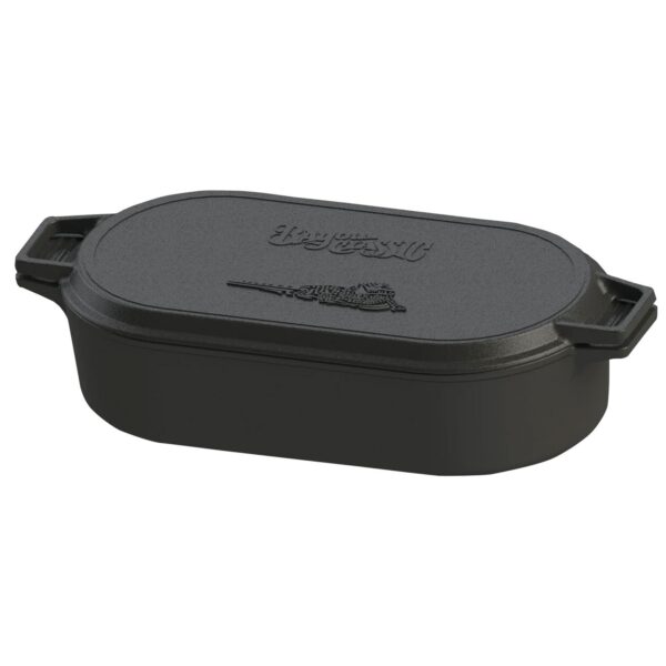 5b093fd1-abcb-48be-8158-16dc8aea4cb8.jpg Bayou Classic - 7477 6 Quart Large Cast Iron 17 In x 9.25 In Oval Fryer with Lid - Black