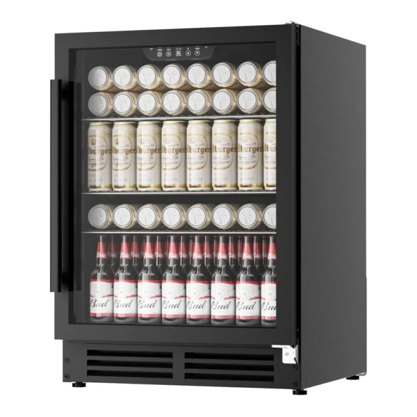 5b5feec0-ac1f-4b8c-9d84-b802131d01b9.jpg Coolake - 24 Inch Under Counter Beverage Refrigerator, 180 Can Built in or Freestanding Beverage Cooler with Glass Door - Black