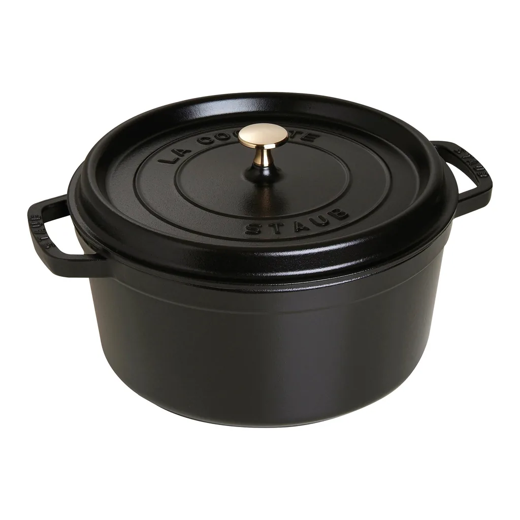 5bb98afb-0f6e-4aae-a30d-941a57d918f0.jpg Staub - Cast Iron Round Dutch Oven, Made in France, 7-qt, Black - Matte Black