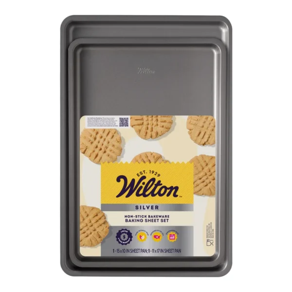 5bd069ad-2189-4240-b90d-0b0fb393306e.jpg Wilton - Silver Cookie Sheet Set 2 pc