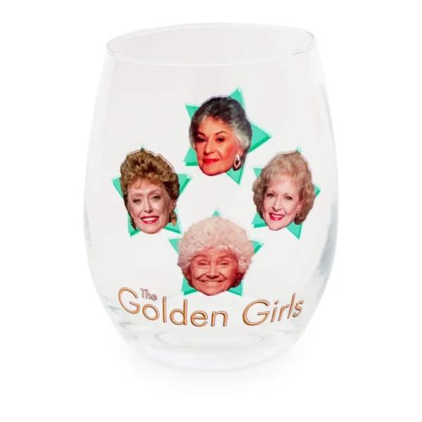 5cfcb6f6-6a76-47d9-8077-a6887c02e22f.jpg Silver Buffalo - The Golden Girls Stars Stemless Wine Glass | Holds 20 Ounces - Blue