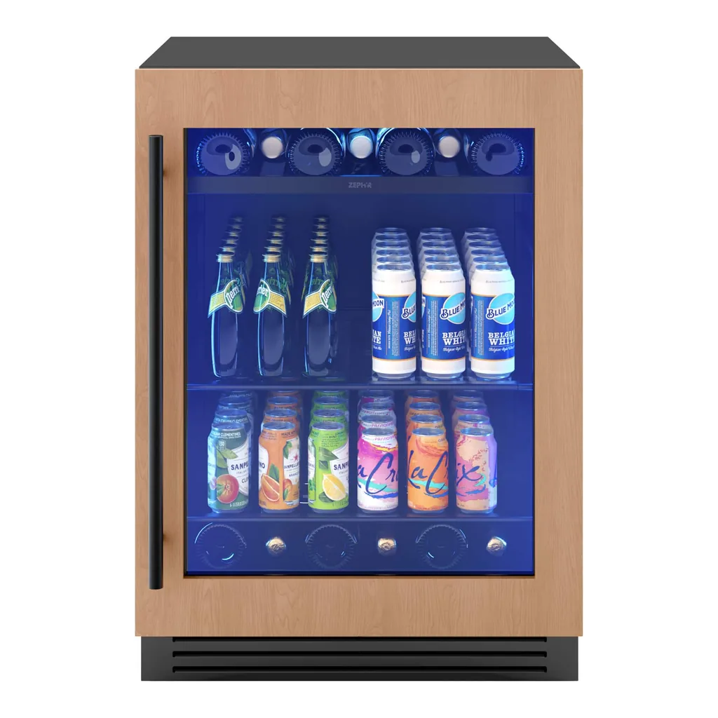 5d990b1f-ab17-4e69-850c-cf9d51f4e86e.jpg Zephyr - Presrv 24 in. 7-Bottle and 108-Can Built-in Compact 5.6 cu ft.Single Zone Panel-Ready Beverage Cooler - Panel Ready + Glass