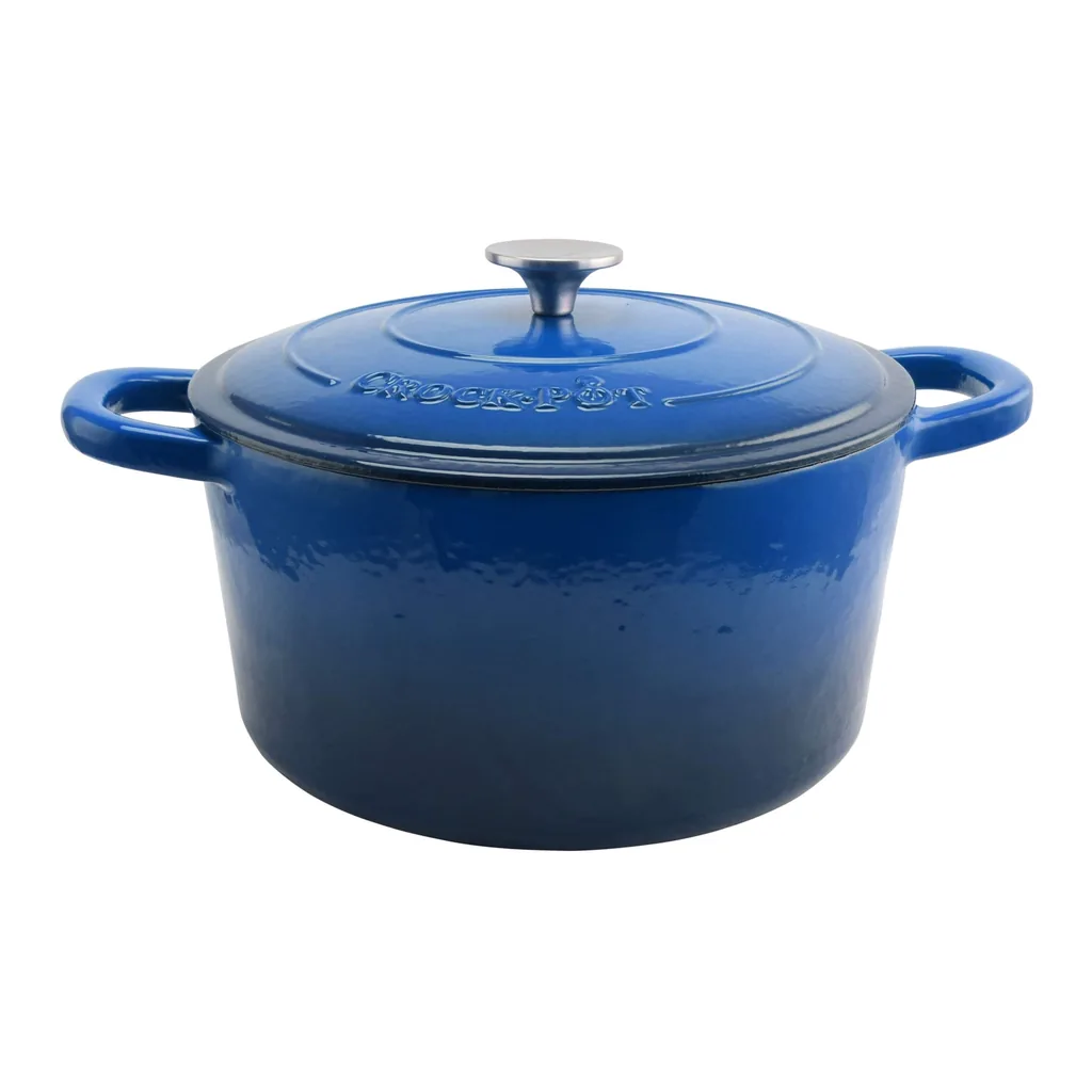 5eefa9b7-179c-4c57-8190-b226cee78988.jpg Crockpot - Crock Pot Artisan 7 Quart Round Cast Iron Dutch Oven - Sapphire Blue