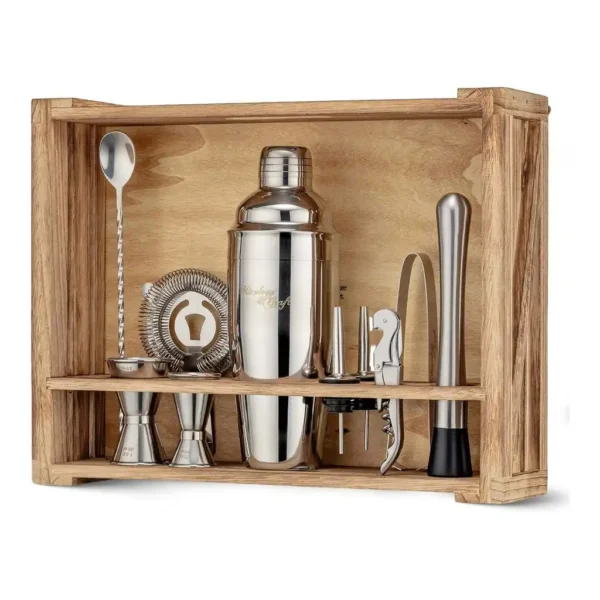 60614786-49d4-4aba-b57a-ab006ca0db3e.jpg Zulay Kitchen - 11-Piece Cocktail Shaker Set, Bartender Kit with Stand - Gift Ready - Silver