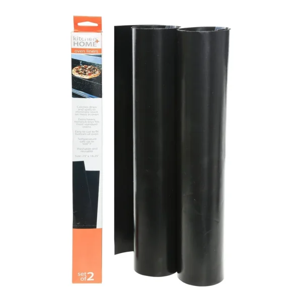 6135dc33-694b-416b-9b28-259c94ba1acc.jpg Kitchen + Home - Oven Liners - Set of 2 Nonstick Reusable Oven Mat for Gas, Electric & Microwave Ovens - Black