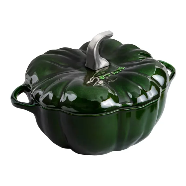 6143b124-ca98-44c6-9b1b-1b485d95b819.jpg Staub - Cast Iron 3.5-qt Pumpkin Cocotte with Stainless Steel Silver Knob - Basil