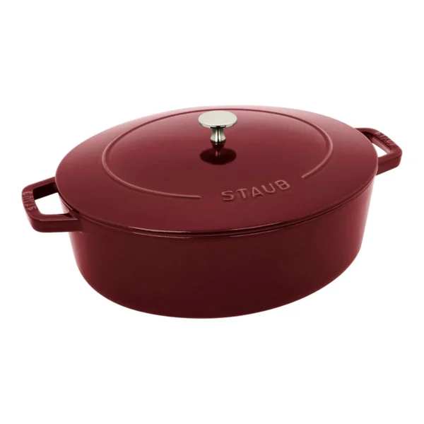 619e5615-c2b4-4fb1-be83-5fbbb0860c59.jpg Staub - Cast Iron 6.25-qt Shallow Oval Dutch Oven - Grenadine