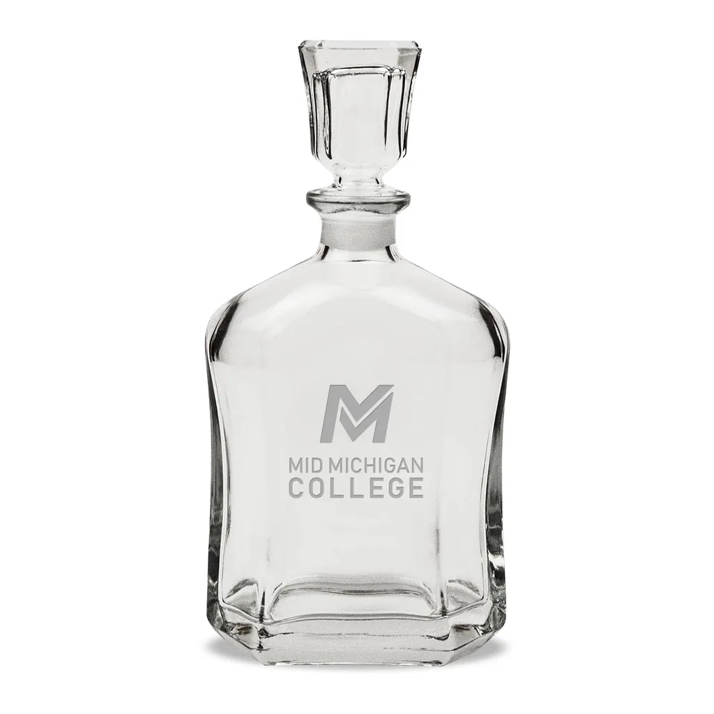 61e4e316-143d-42b7-bb83-0e218419c9c1.jpg Jardine - Mid Michigan College 23.75oz. Crystal Whisky Decanter - Multicolor