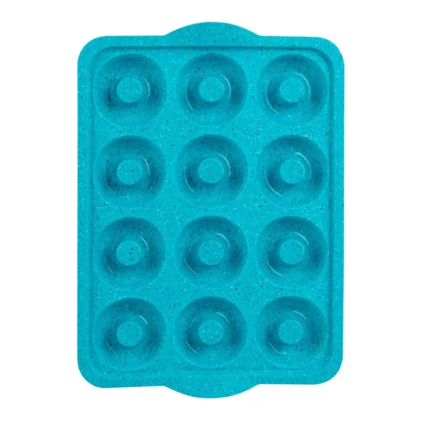 620e06ff-aece-4bb3-a4c9-b5af2ce22034.jpg Trudeau - Structure Silicone 12 Cavity Decorated Donut Pan, Tropical Granite - Blue