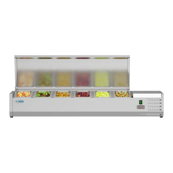 620e8a2d-b53a-4e1e-96f7-e3a00da0dac5.jpg Koolmore - 59 in. Six Pan Refrigerated Countertop Condiment Prep Station - SCDC-6P-SSL - Stainless Steel