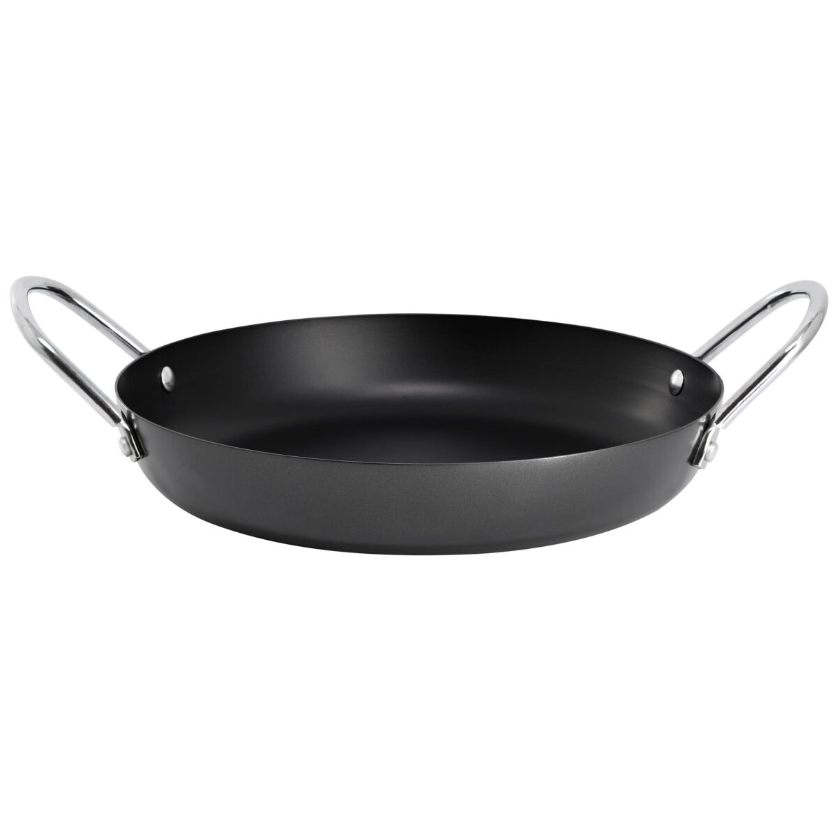 6236ba2e-6794-4a58-a645-c00fcb87be9b.jpg Oster - Smithfire 11 Inch Nonstick Carbon Steel Paella Pan in Dark - Gray