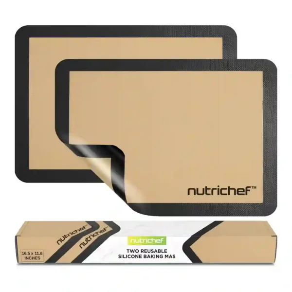 6369c173-89b7-431f-80a2-ecbaafcca08c.jpg NutriChef - Silicone Baking Mats – 2 Non-Stick, Food-Grade for Half Pans, Safe for Ovens & Freezers, Black Color (NUBAFUPABK27)