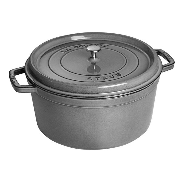 6421195_rd.jpg Staub - Cast Iron 13.25-qt Round Cocotte - Graphite Grey