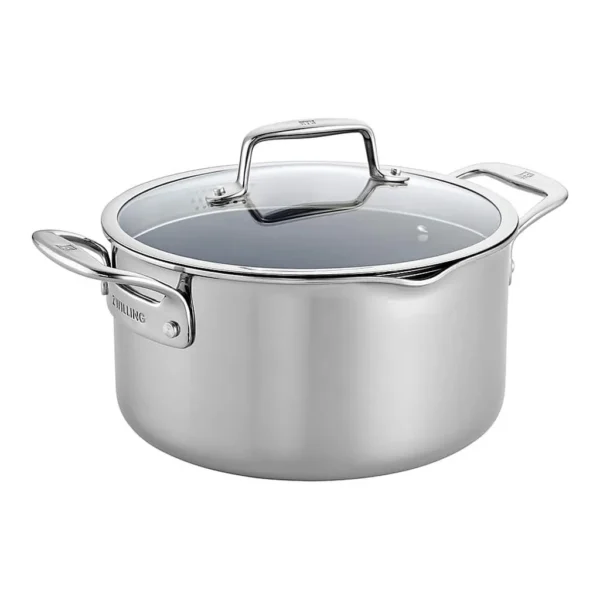 6421302_rd.jpg ZWILLING - Clad CFX 6-qt Stainless Steel Ceramic Nonstick Dutch Oven - Silver
