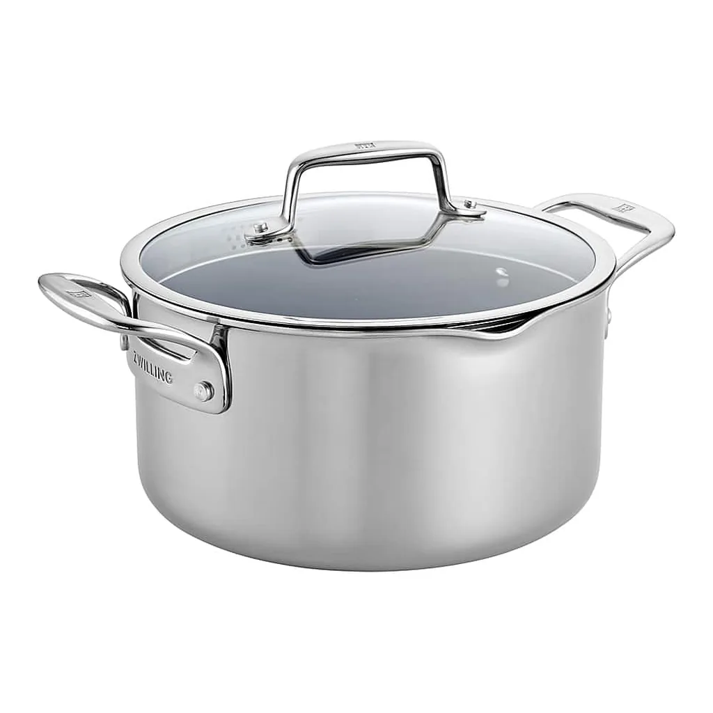 6421302_rd.jpg ZWILLING - Clad CFX 6-qt Stainless Steel Ceramic Nonstick Dutch Oven - Silver
