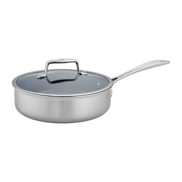 6421367_rd.jpg ZWILLING - Clad CFX 3-qt Stainless Steel Ceramic Nonstick Saute Pan - Silver