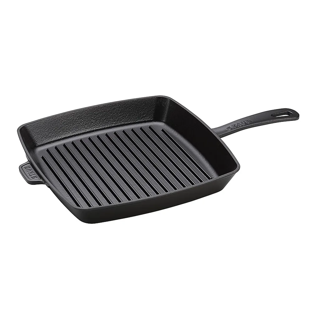 6422617_rd.jpg Staub - Cast Iron 12-inch Square Grill Pan - Matte Black