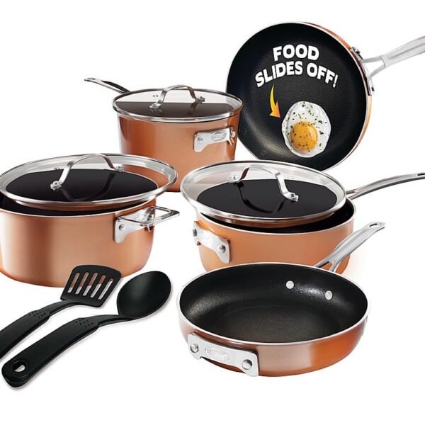 6424281_rd.jpg Gotham Steel - Stackmaster Stackable Non Stick Cast Textured 10pc Cookware Set - Copper