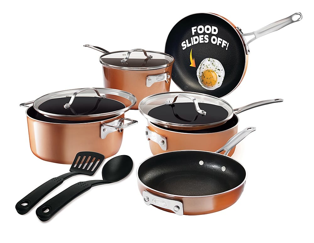 6424281_rd.jpg Gotham Steel - Stackmaster Stackable Non Stick Cast Textured 10pc Cookware Set - Copper