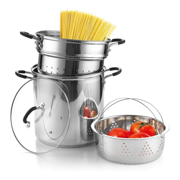 642cecf7-0a5e-4acf-b948-147de35f4f12.jpg Cook N Home 02654 Basics 12 QT 18/10 S/S Pasta Steamer Multipots with Strainer,Tempered Glass Lid, Induction,Dishwasher & Oven Safe – Stainless Steel
