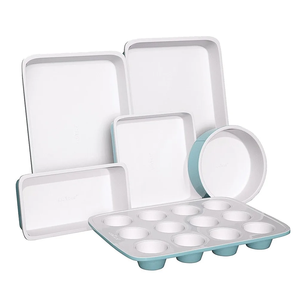 6433113_rd.jpg NutriChef - 6-Piece Kitchen Oven Baking Pans NCBK6CT5 - Green, White - Green/White