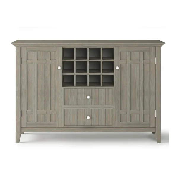 6450353_sd.jpg Simpli Home - Bedford Sideboard Buffet and Wine Rack - Distressed Grey