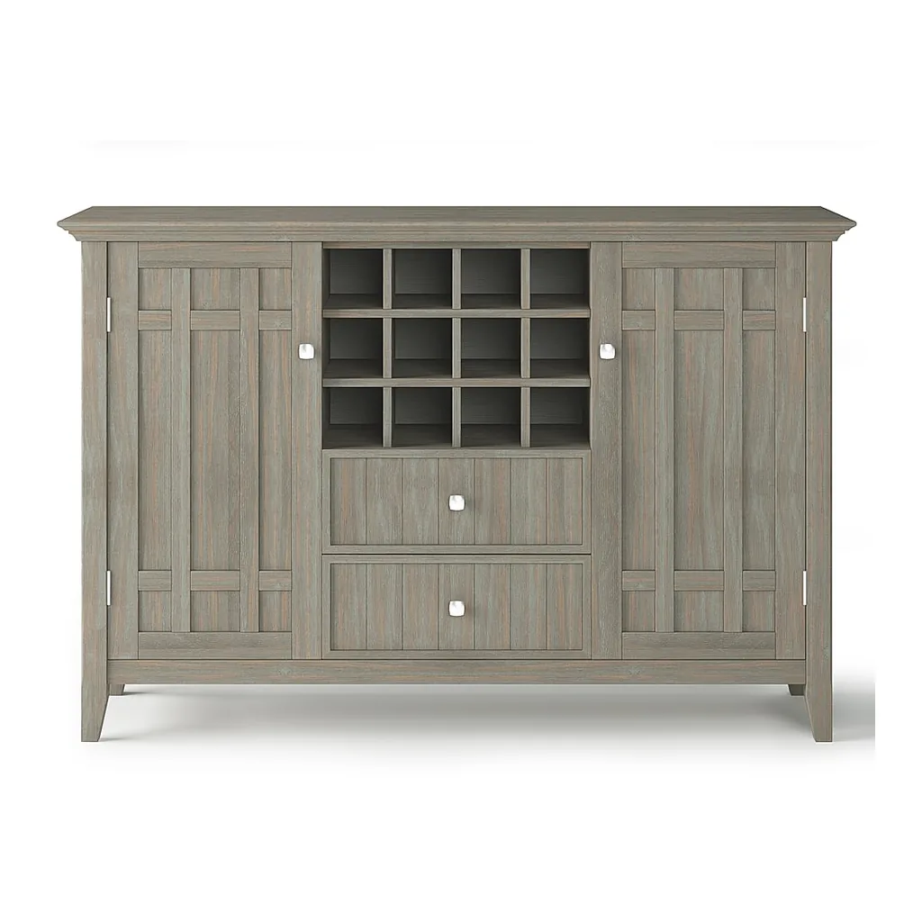6450353_sd.jpg Simpli Home - Bedford Sideboard Buffet and Wine Rack - Distressed Grey