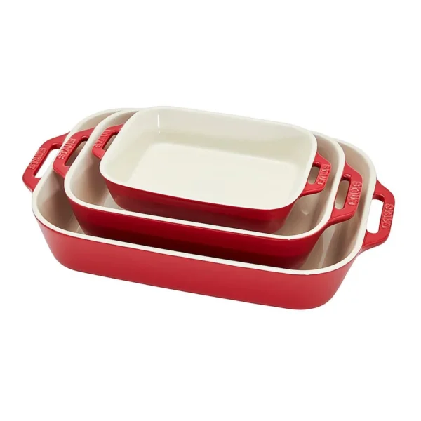 6454354_rd.jpg Staub - Ceramics 3-piece Rectangular Baking Dish Set - Cherry
