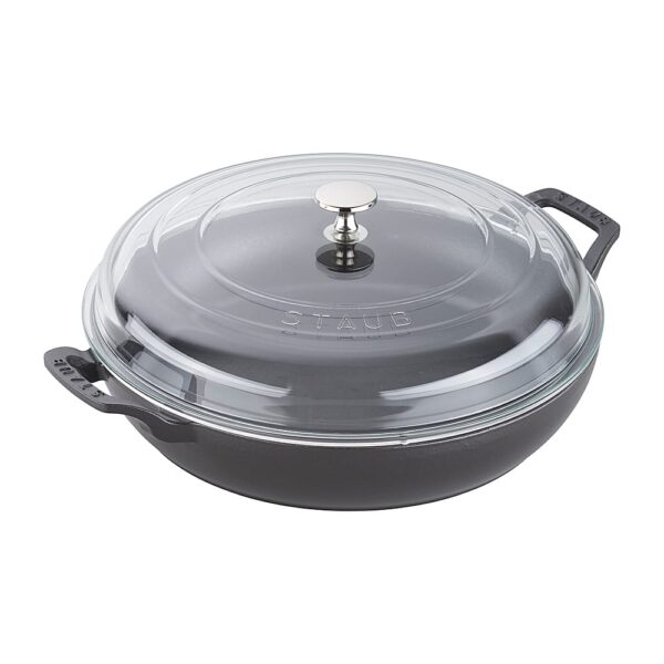 6454371_rd.jpg Staub - Cast Iron 3.5-qt Braiser with Glass Lid - Matte Black