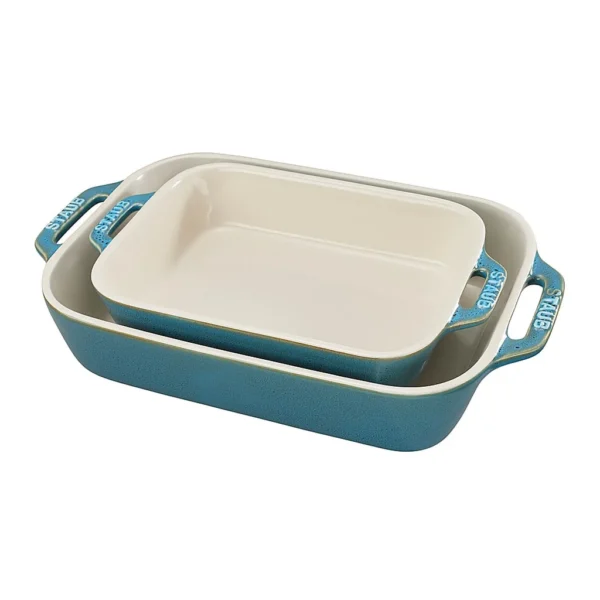 6454505_rd.jpg Staub - Ceramics 2-piece Rectangular Baking Dish Set - Rustic Turquoise