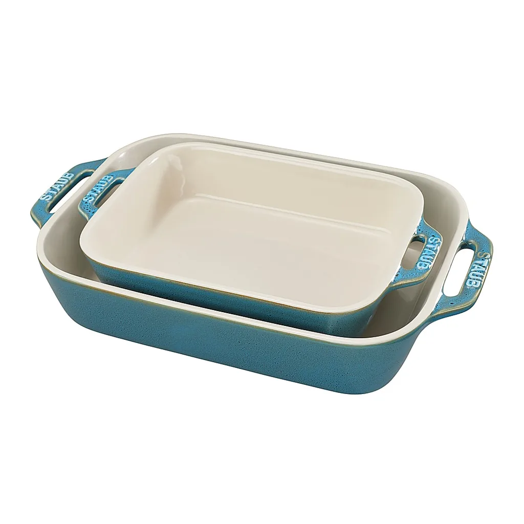 6454505_rd.jpg Staub - Ceramics 2-piece Rectangular Baking Dish Set - Rustic Turquoise