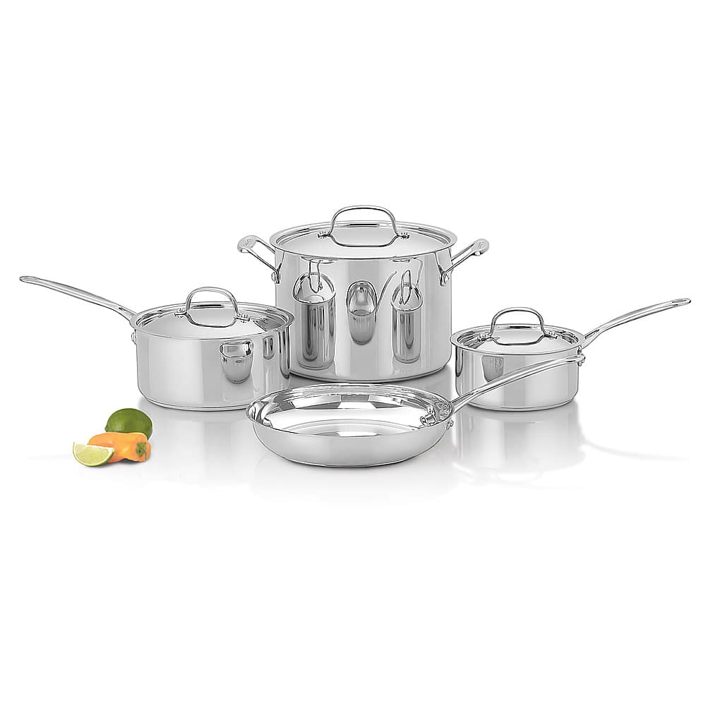6461481cv11d.jpg Cuisinart - Chef's Classic Nonstick Stainless 7-Piece Set - Stainless Steel
