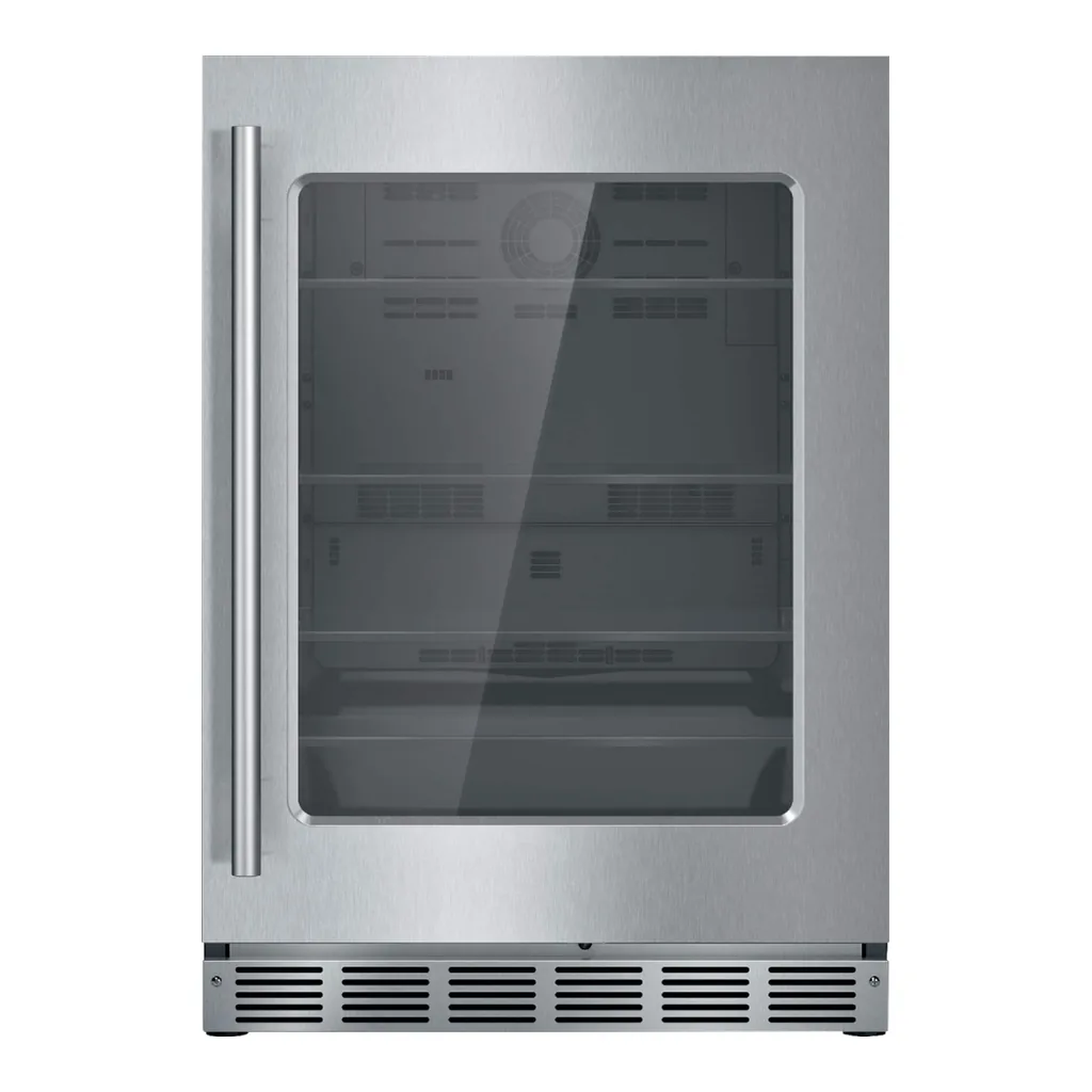 6465519_sd.jpg Thermador - 4.9 Cu. Ft. Built-in Compact Glass Door Under-Counter Refrigerator with Masterpiece Series Handle, Right Hinged - Stainless Steel