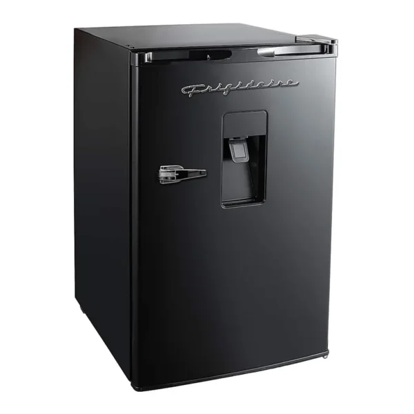 6491849_sd.jpg Frigidaire - Retro Compact Mini Fridge, Chrome Handles, 4.5 Cu Ft, Built-in Water Dispenser - Black