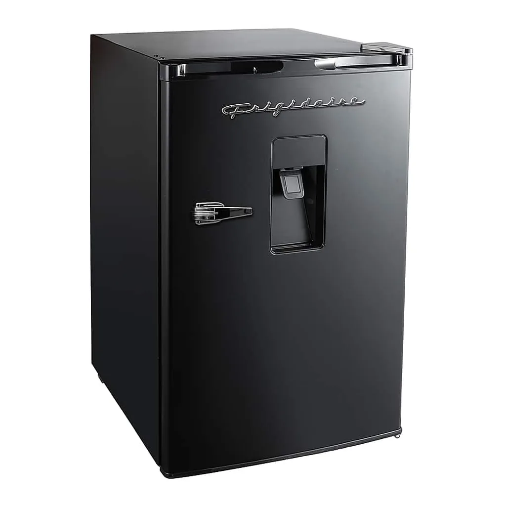 6491849_sd.jpg Frigidaire - Retro Compact Mini Fridge, Chrome Handles, 4.5 Cu Ft, Built-in Water Dispenser - Black