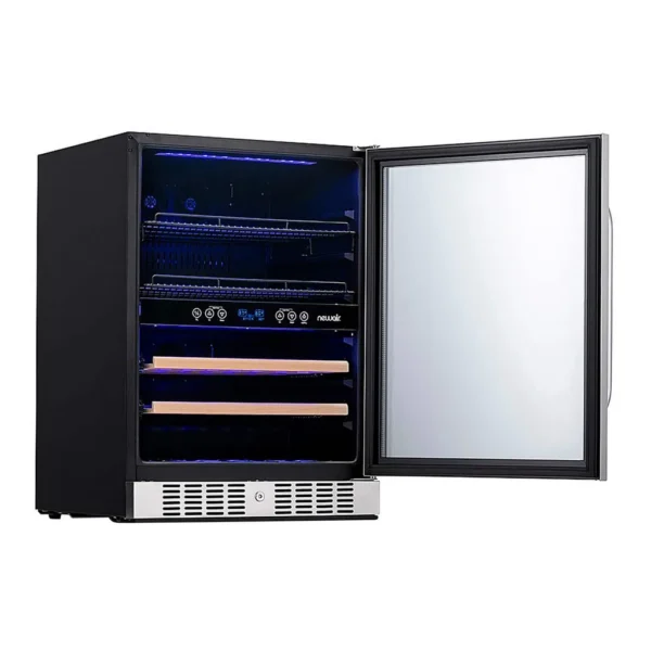 6565389ld.jpg NewAir - Refurbished Good - 20 Bottle and 70 Can Dual Zone Wine and Beverage Fridge with SplitShelf and Smooth Rolling Shelves - Stainless Steel