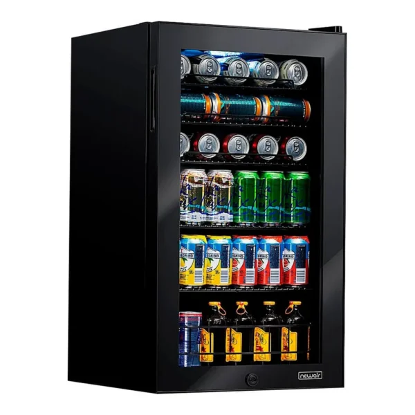 6565400_sd.jpg NewAir - Refurbished Good - 126-Can Beverage Cooler with Glass Door, Adjustable Shelves, 7 Temperature Settings and Lock - Onyx Black