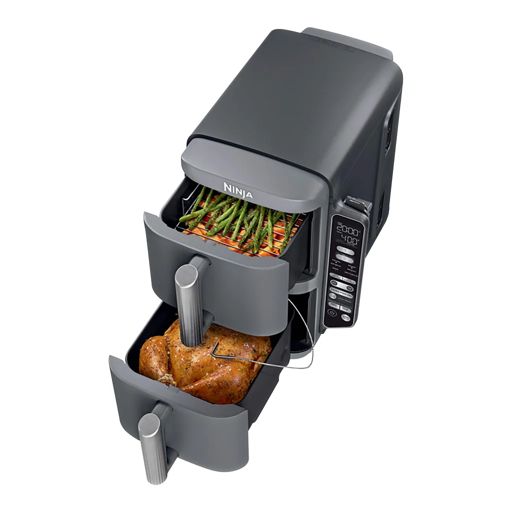 6589085_sd.jpg Ninja - Smart DoubleStack XL 2-Basket Air Fryer with Leave-in Thermometer, 10 QT, 6-in-1 Smart Cook System, Space Saving Design - Deep Gray