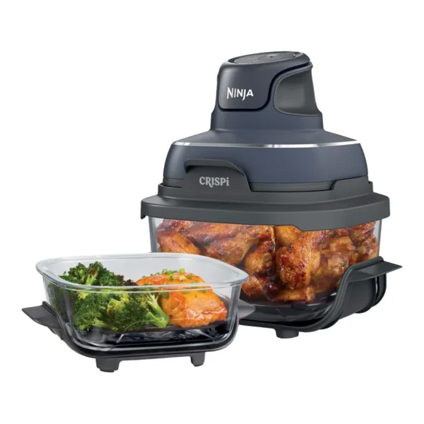 6599785_sd.jpg Ninja - Crispi 4-in-1 Portable Glass Air Fryer Cooking System with 2 Glass Containers, Crisper Plates & Storage Lids - Gray