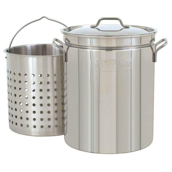 65f7d290-f272-4b8e-94dd-c91f72a4818d.jpg Bayou Classic - 36 Quart Stainless Steel Stockpot with Vented Lid, BC-1136 - Silver