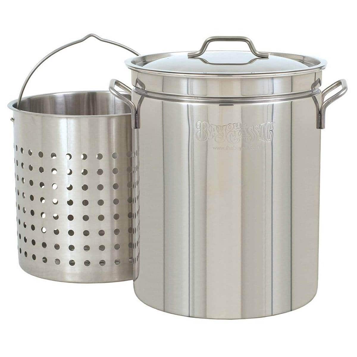 65f7d290-f272-4b8e-94dd-c91f72a4818d.jpg Bayou Classic - 36 Quart Stainless Steel Stockpot with Vented Lid, BC-1136 - Silver