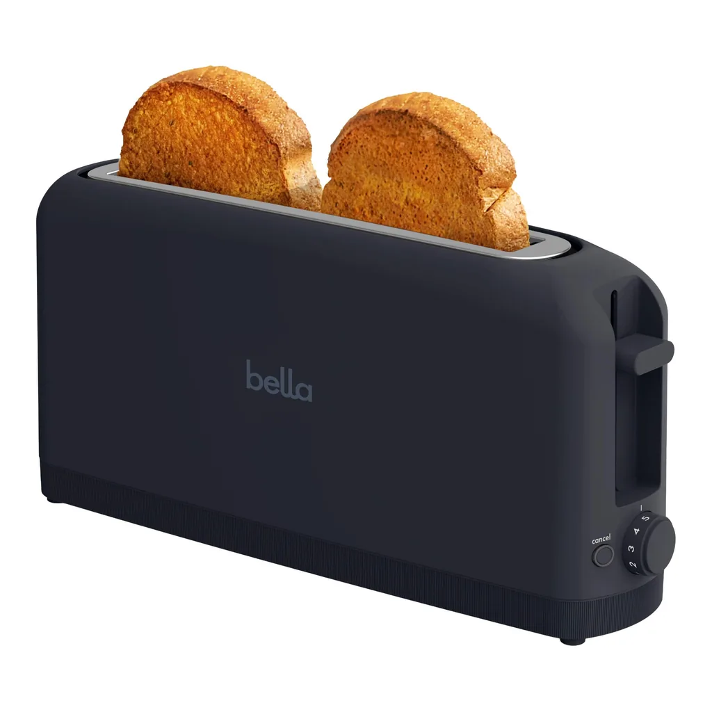 6674430_sa.jpg Bella - Fits-anywhere Kitchenware 2-Slice Slim Toaster with Long Wide Slot - Slate